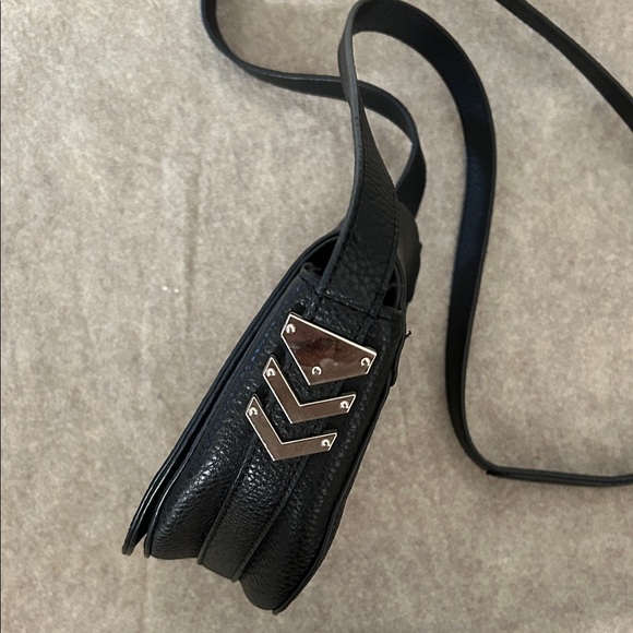 Express Pebble Pleather Black Crossbody Bag with Silver Detail - Picture 3 of 7